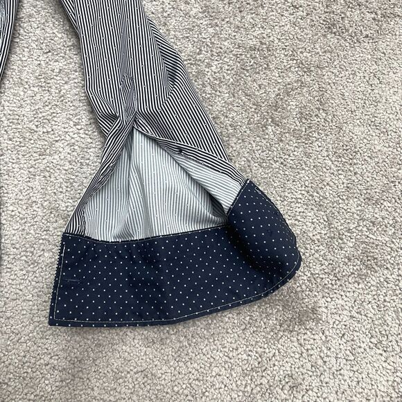 Construct Pinstripe Dress Shirt Men Large Blue Button Down Long Sleeve Flip Cuff - Picture 6 of 14